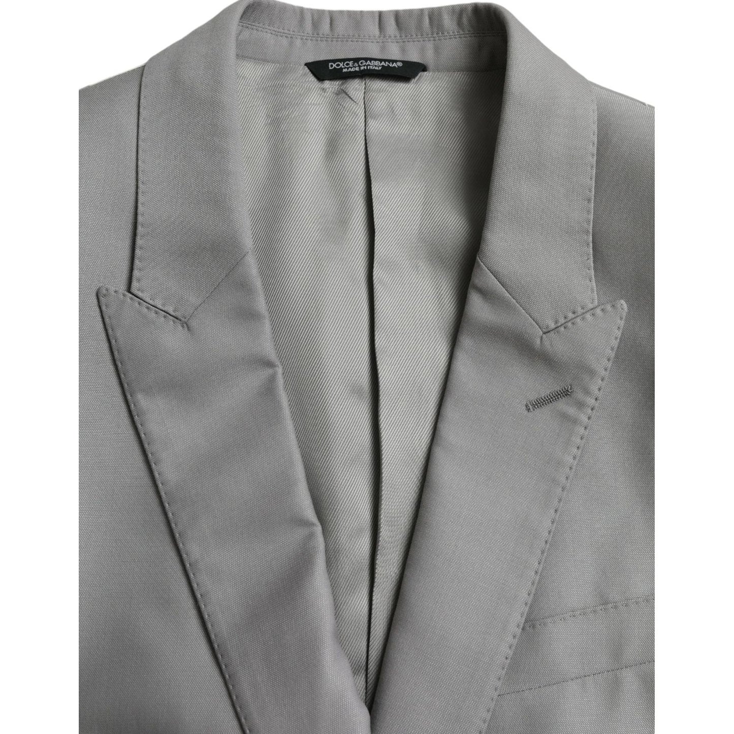 Dolce & Gabbana Gray Wool Peak Single Breasted Coat Blazer Dolce & Gabbana