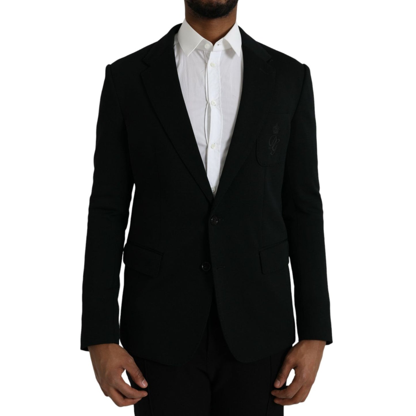 Dolce & Gabbana Black Wool Notch Single Breasted Coat Blazer