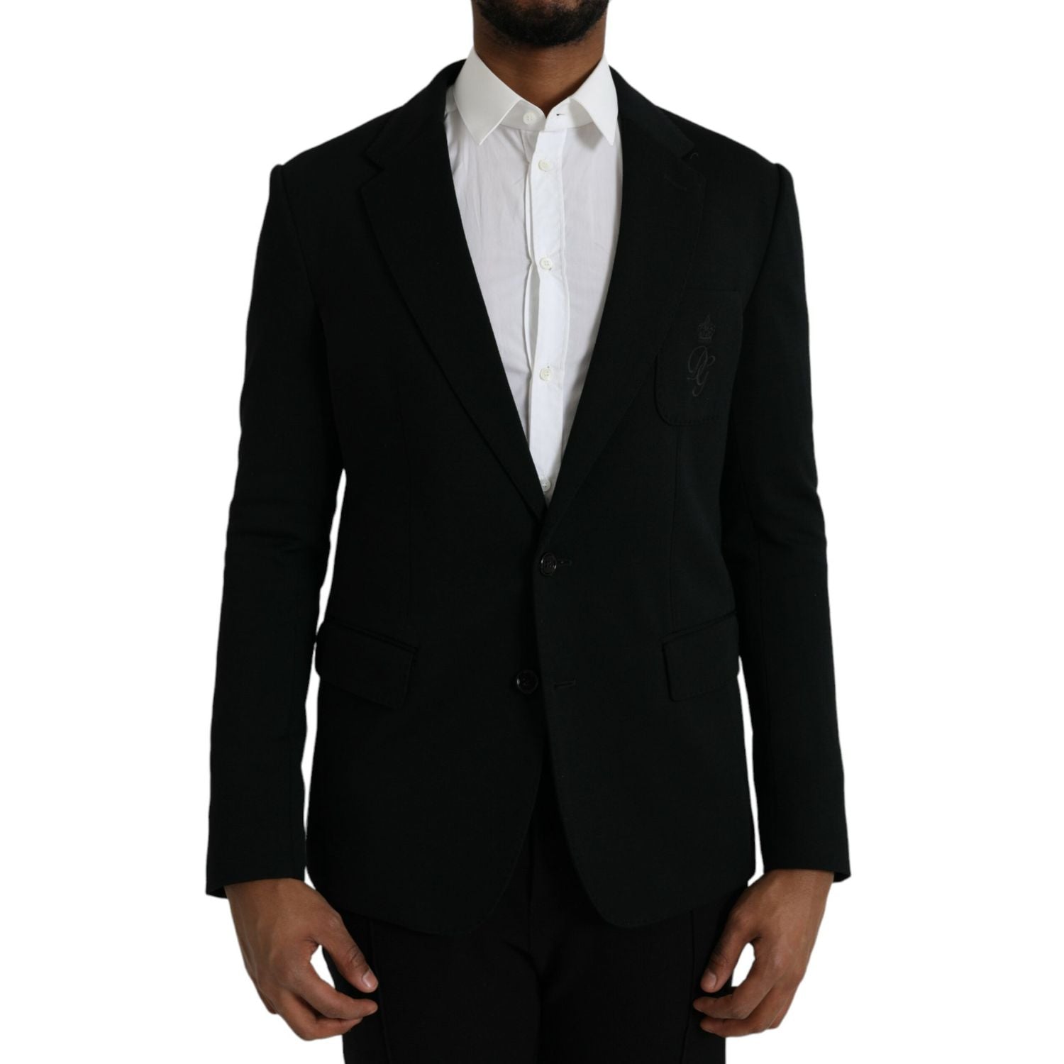 Dolce & Gabbana Black Wool Notch Single Breasted Coat Blazer