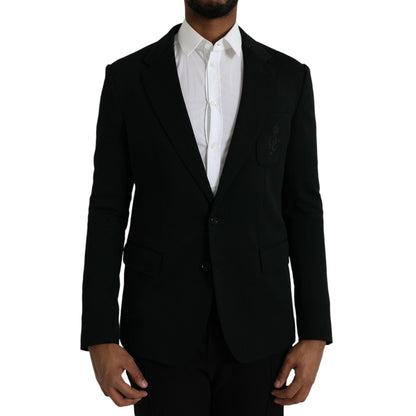 Dolce & Gabbana Black Wool Notch Single Breasted Coat Blazer
