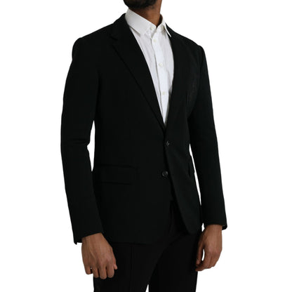 Dolce & Gabbana Black Wool Notch Single Breasted Coat Blazer