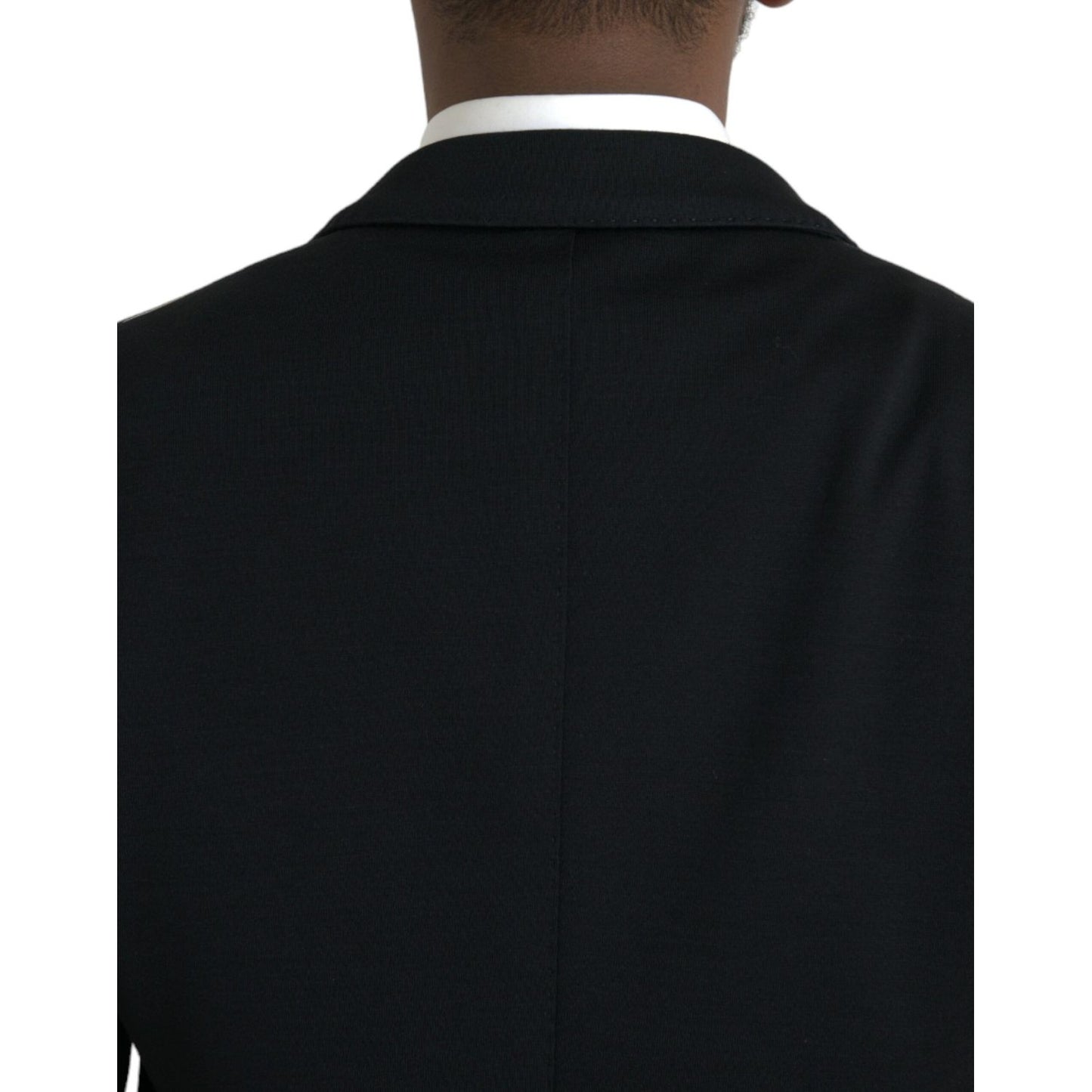 Dolce & Gabbana Black Wool Notch Single Breasted Coat Blazer