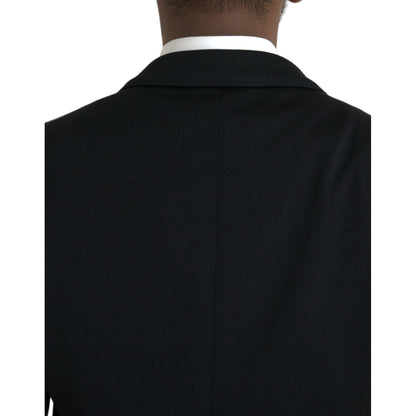 Dolce & Gabbana Black Wool Notch Single Breasted Coat Blazer