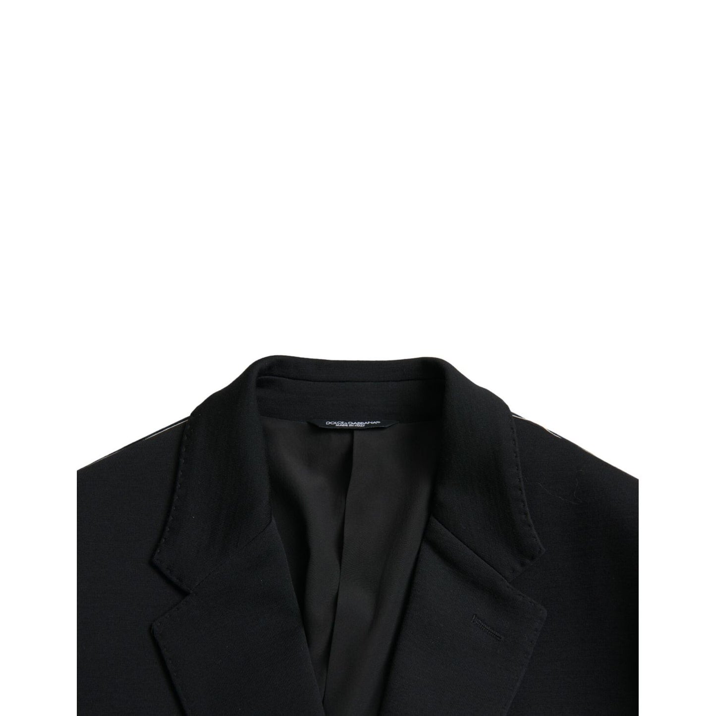 Dolce & Gabbana Black Wool Notch Single Breasted Coat Blazer