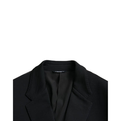 Dolce & Gabbana Black Wool Notch Single Breasted Coat Blazer