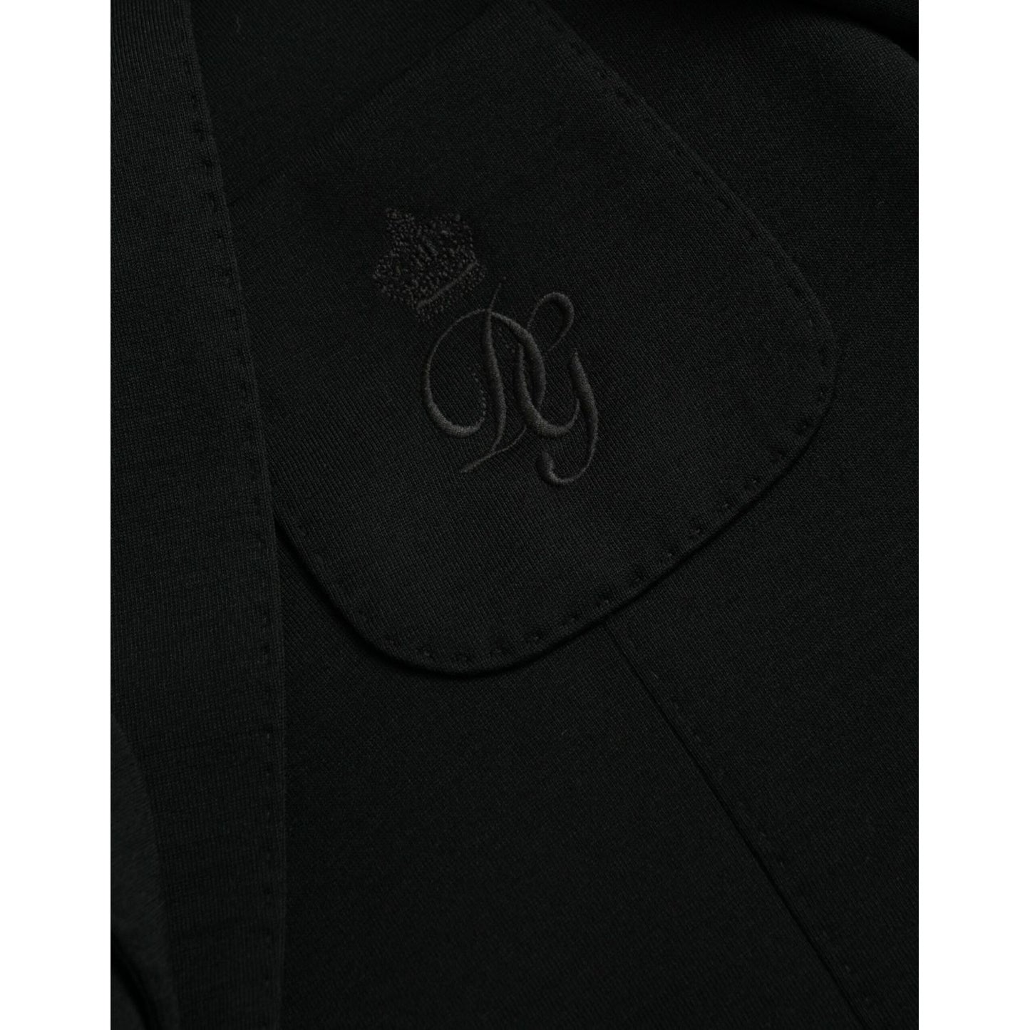 Dolce & Gabbana Black Wool Notch Single Breasted Coat Blazer