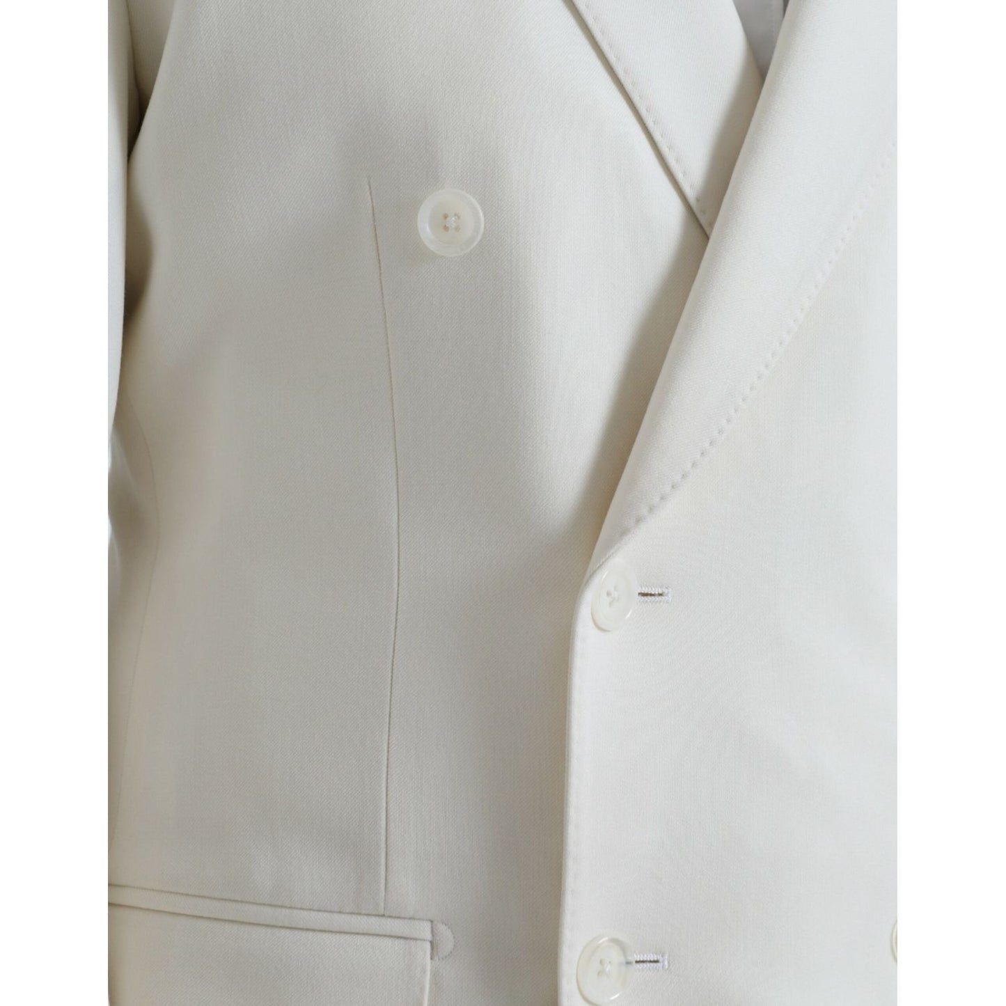 Dolce & Gabbana White Wool MARTINI Double Breasted Blazer Dolce & Gabbana