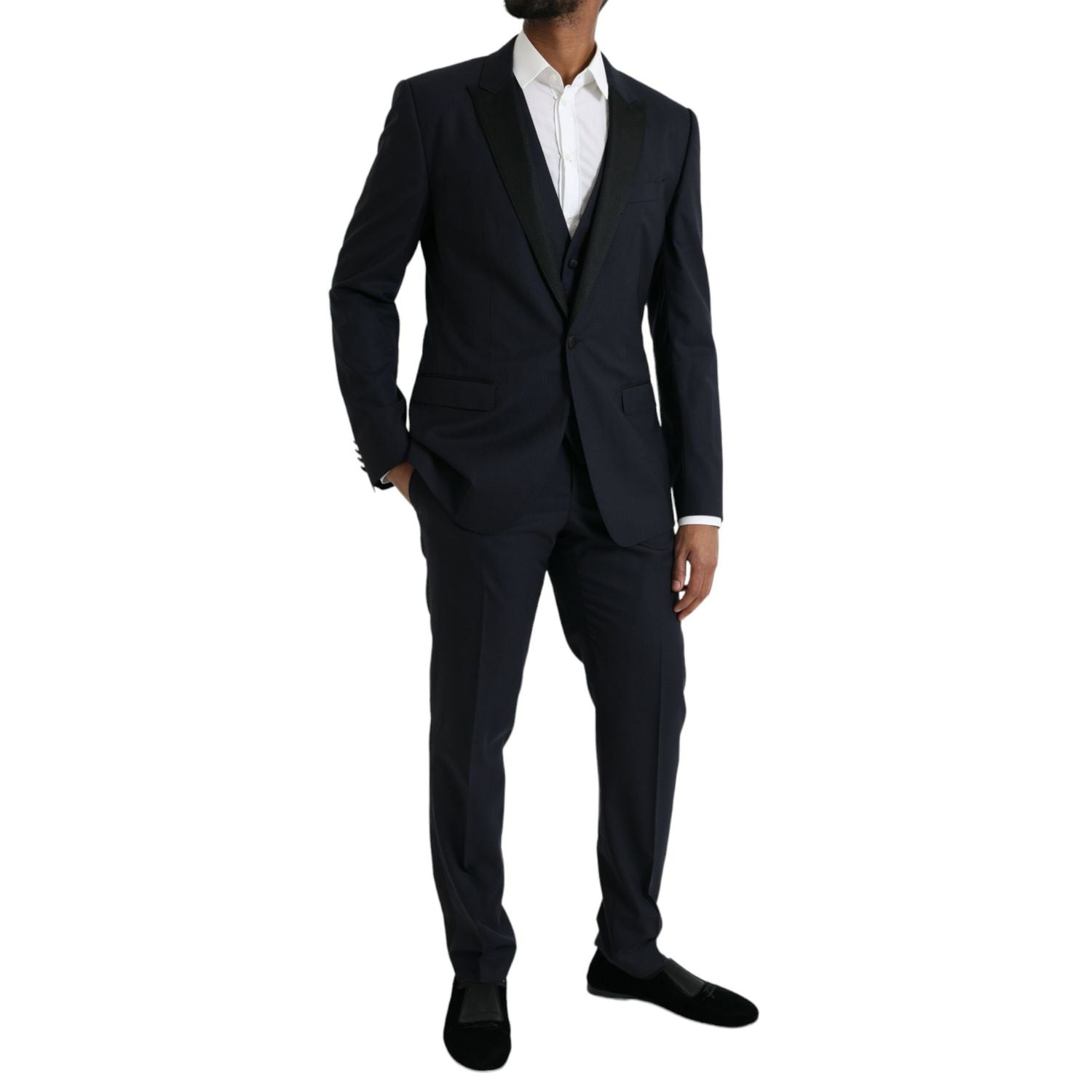Dolce & Gabbana Dark Blue MARTINI Wool Formal 3 Piece Suit