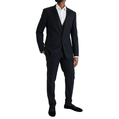 Dolce & Gabbana Dark Blue MARTINI Wool Formal 3 Piece Suit