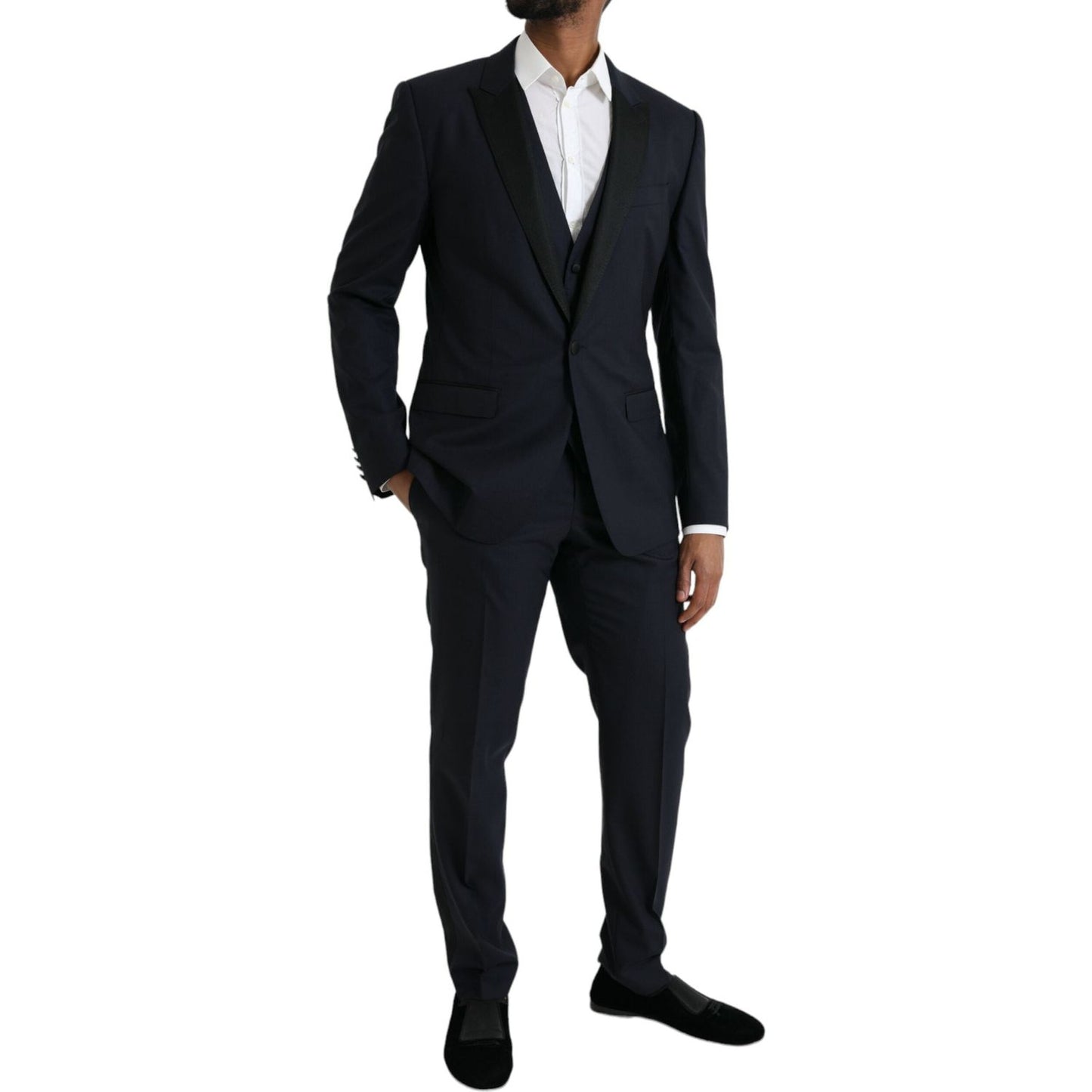 Dolce & Gabbana Dark Blue MARTINI Wool Formal 3 Piece Suit Dolce & Gabbana