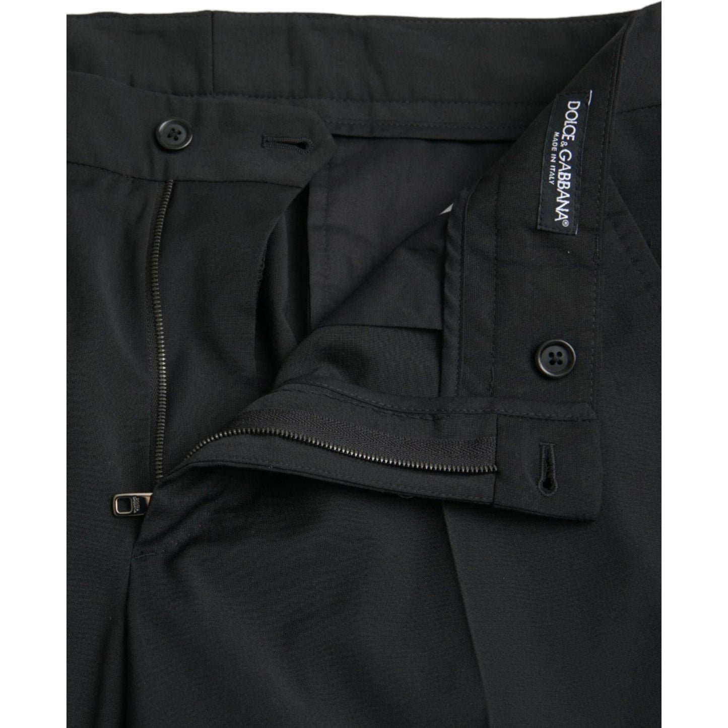 Dolce & Gabbana Black Wool SlimFit Dress Formal Pants Dolce & Gabbana