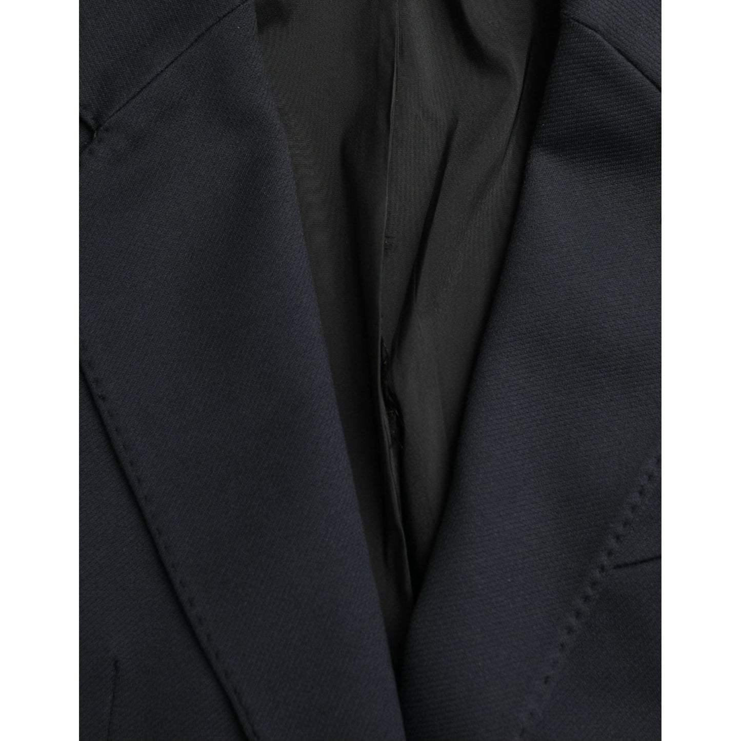 Dolce & Gabbana Dark Blue Cotton Single Breasted Coat Blazer Dolce & Gabbana