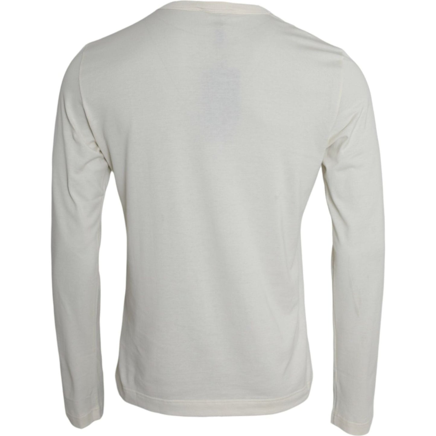 Dolce & Gabbana Off White Cotton Round Neck Pullover Sweater Dolce & Gabbana