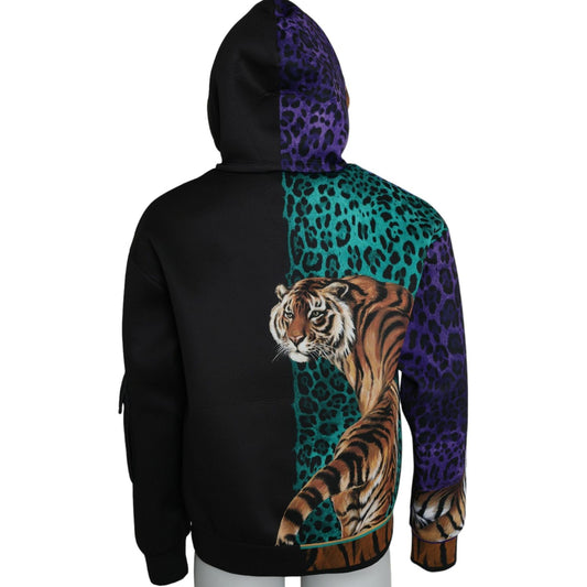 Dolce & Gabbana Multicolor Tiger Hooded Sweatshirt Sweater Dolce & Gabbana