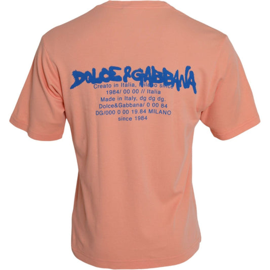 Dolce & Gabbana Coral Cotton Logo Print Short Sleeve T-shirt Dolce & Gabbana