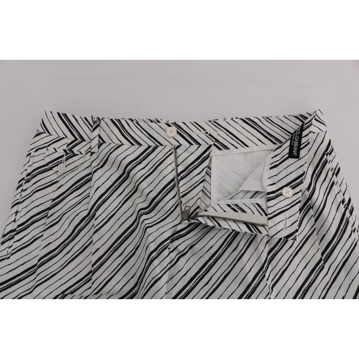 Dolce & Gabbana White Black Striped Casual Shorts