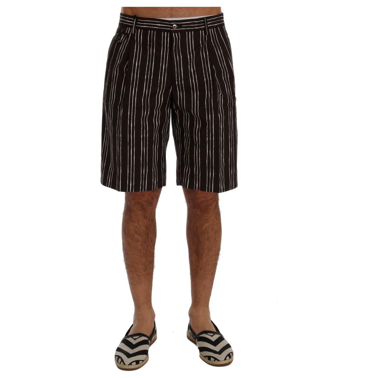 Dolce & Gabbana Bordeaux Striped Cotton Knee High Shorts Dolce & Gabbana