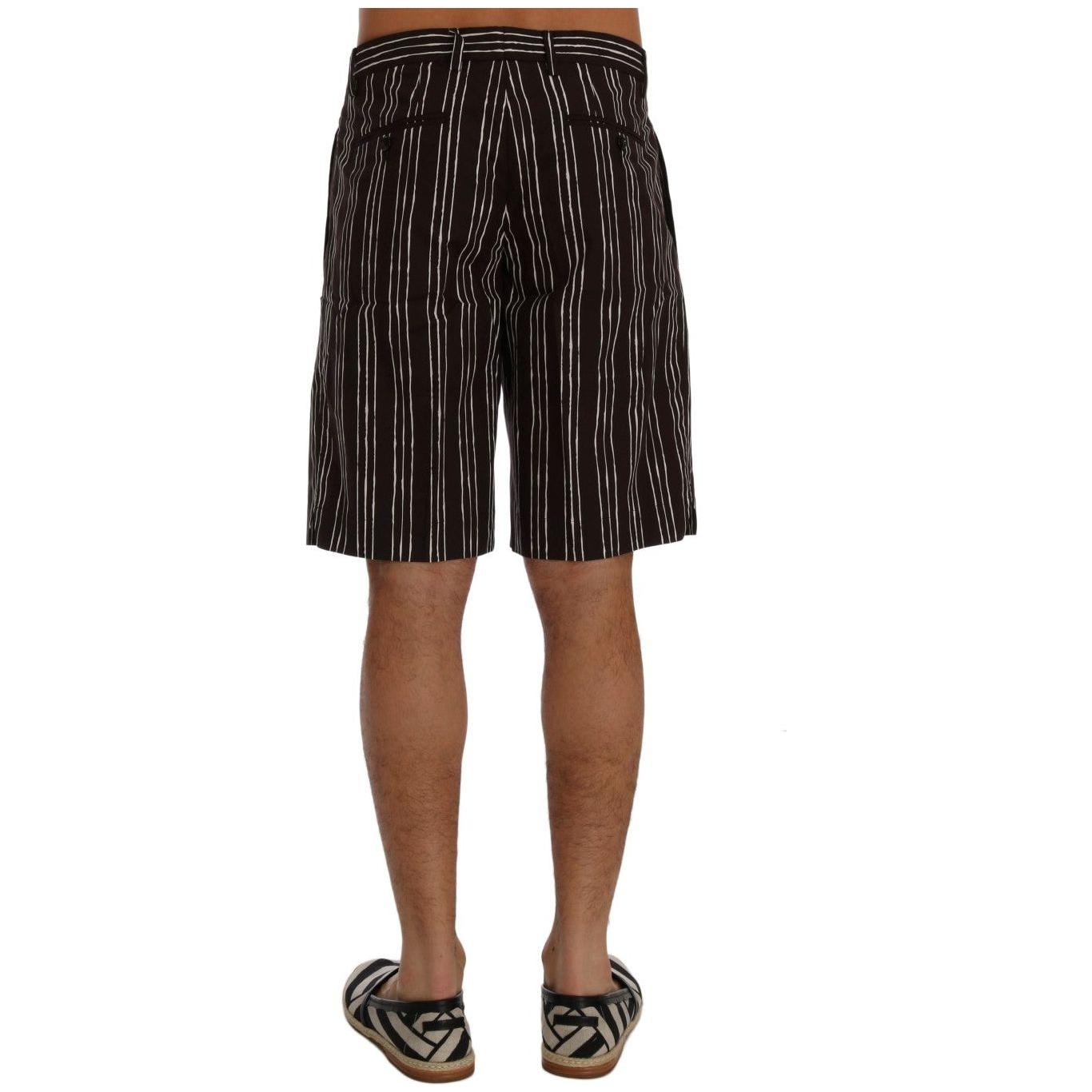 Dolce & Gabbana Bordeaux Striped Cotton Knee High Shorts Dolce & Gabbana