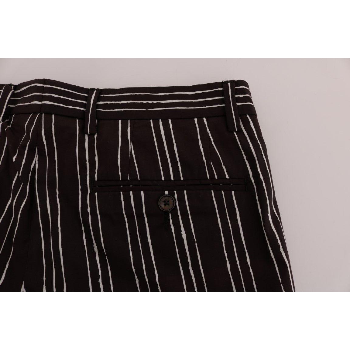 Dolce & Gabbana Bordeaux White Striped Hemp Casual Shorts