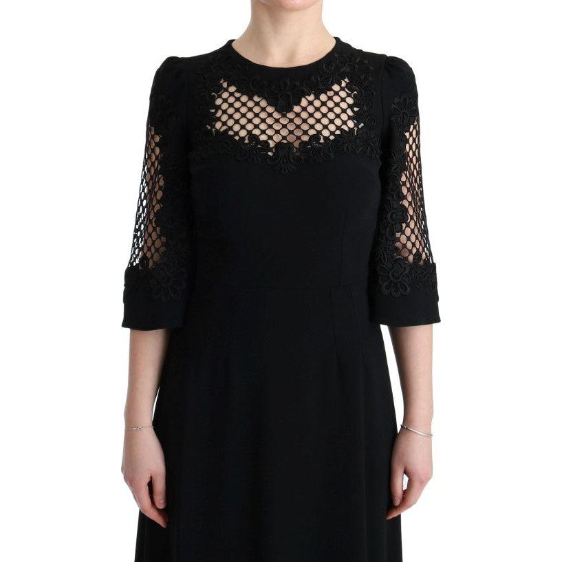 Dolce & Gabbana Black Stretch Shift Long Maxi Dress