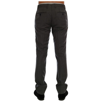 Dolce & Gabbana Gray Wool Striped Formal Pants
