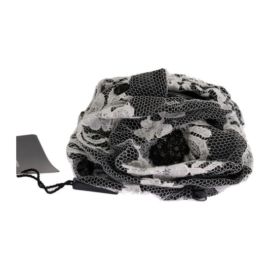 Dolce & Gabbana Black White Floral Lace Crystal Hair Claw Dolce & Gabbana
