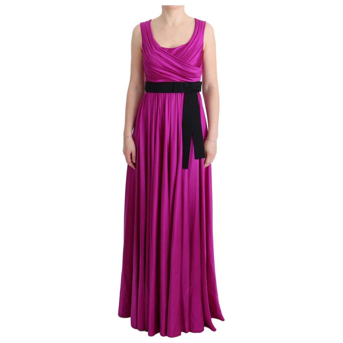 Dolce & Gabbana Pink Silk Stretch Shift Long Dress