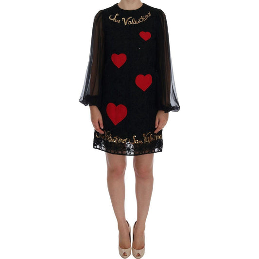 Dolce & Gabbana Black Lace Sequined Shift Dress Dolce & Gabbana