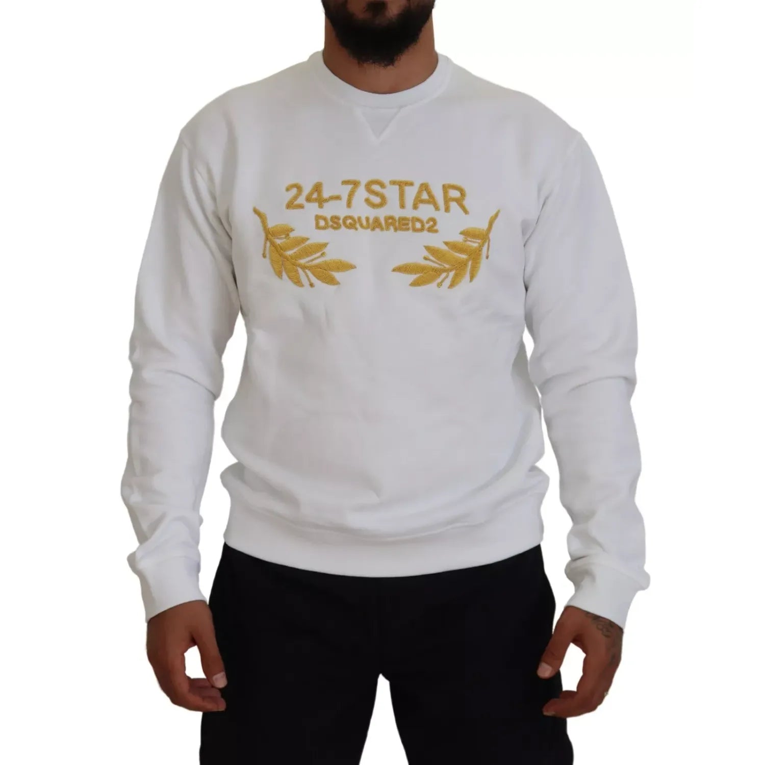Dsquared² White Embroidered Crewneck Sweatshirt Sweater