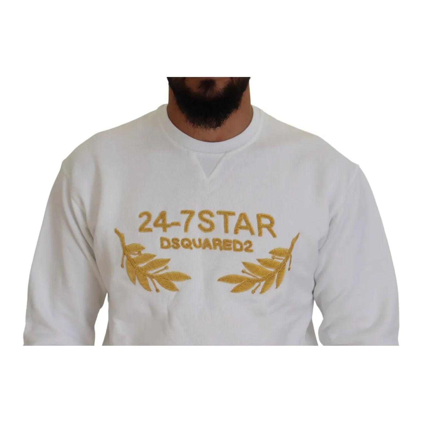 Dsquared² White Embroidered Crewneck Sweatshirt Sweater