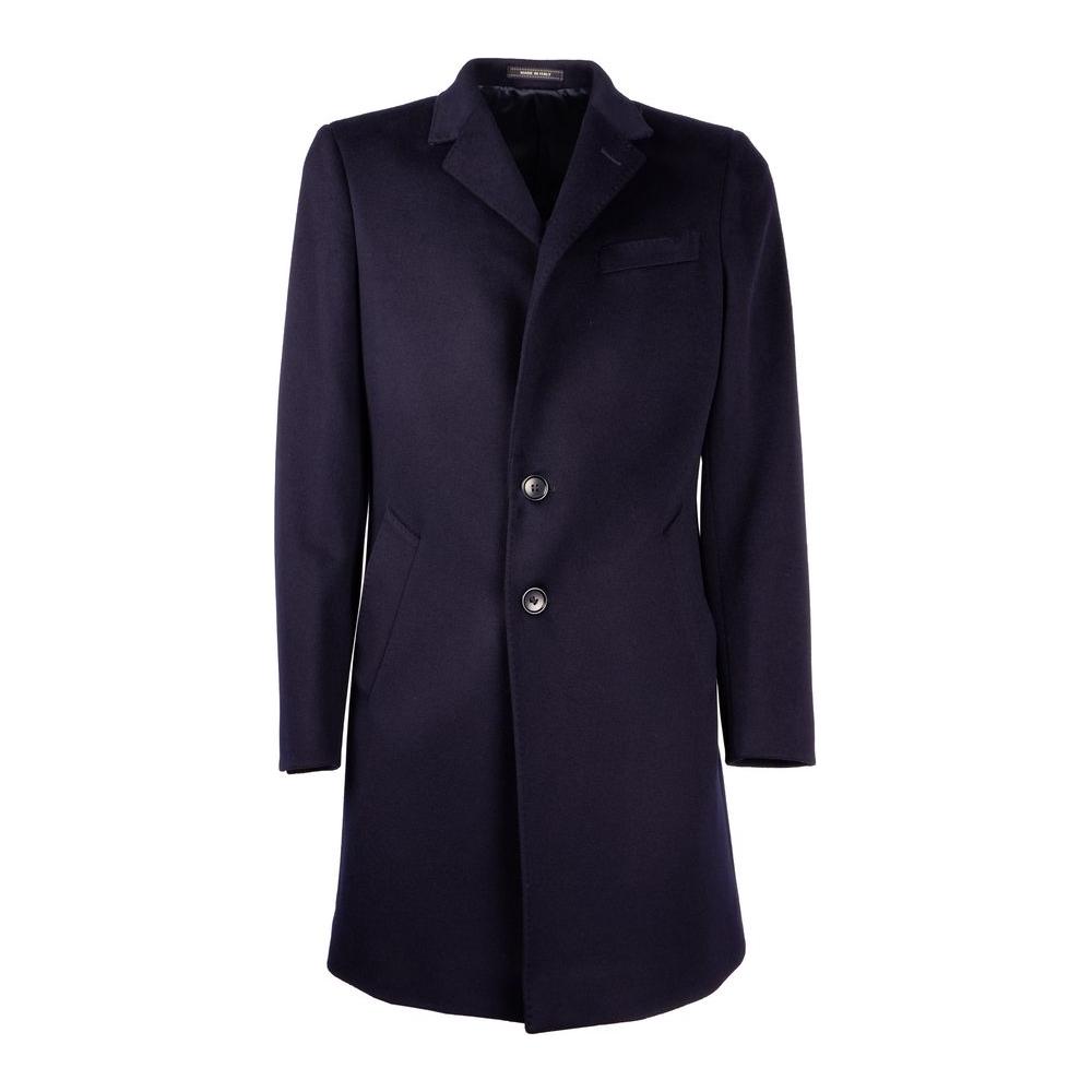 Made in Italy Elegant Dark Blue Wool Men's Coat Made in Italy