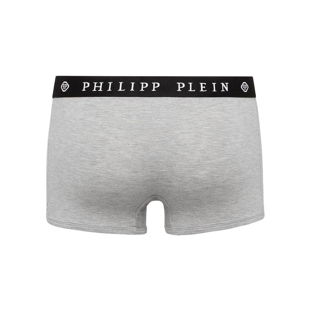 Philipp Plein Gray Cotton Men Boxer Pack Philipp Plein