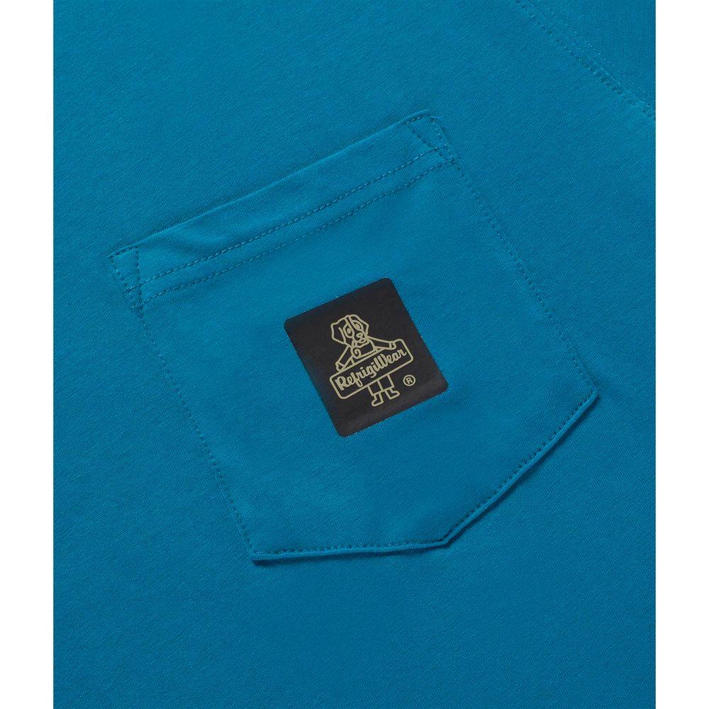 Refrigiwear Chic Light Blue Cotton Tee with Chest Logo Refrigiwear