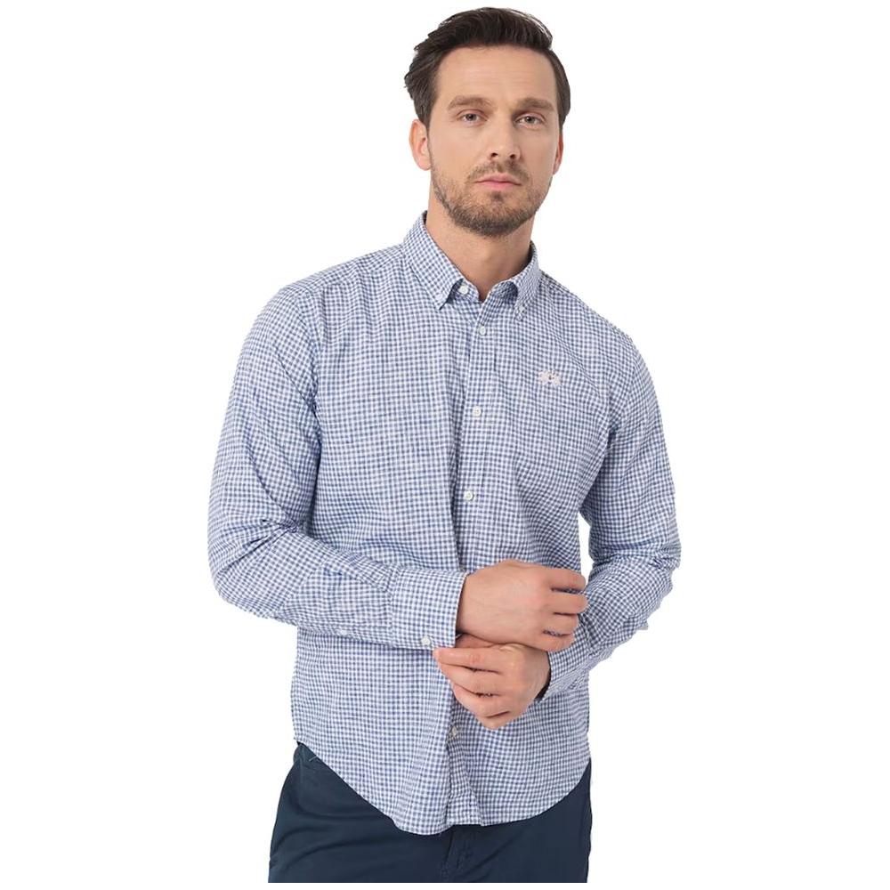 La Martina Elegant Checkered Cotton Shirt with Embroidered Logo La Martina