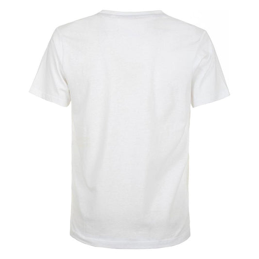 Fred Mello Crisp White Cotton Crewneck Tee with Front Design Fred Mello