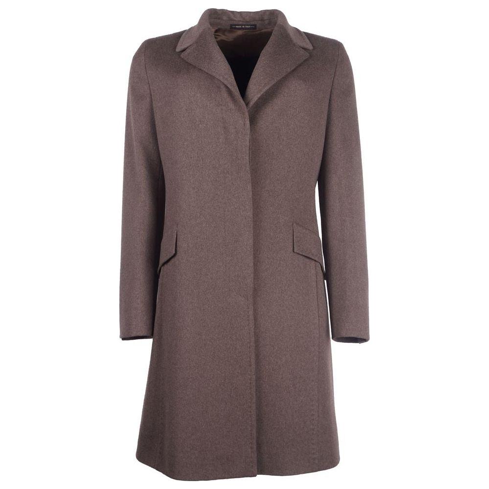 Made in Italy Elegant Woolen Brown Coat for Women Made in Italy