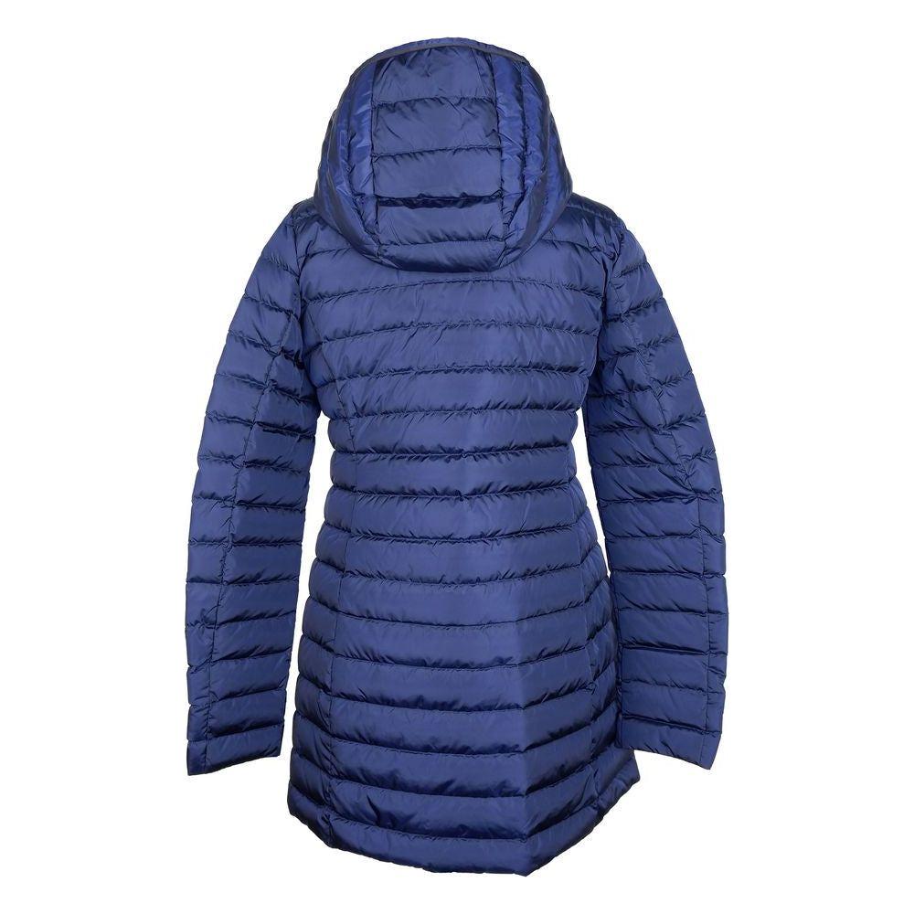 Add Elegant Blue Down Puffer Jacket with Hood Add