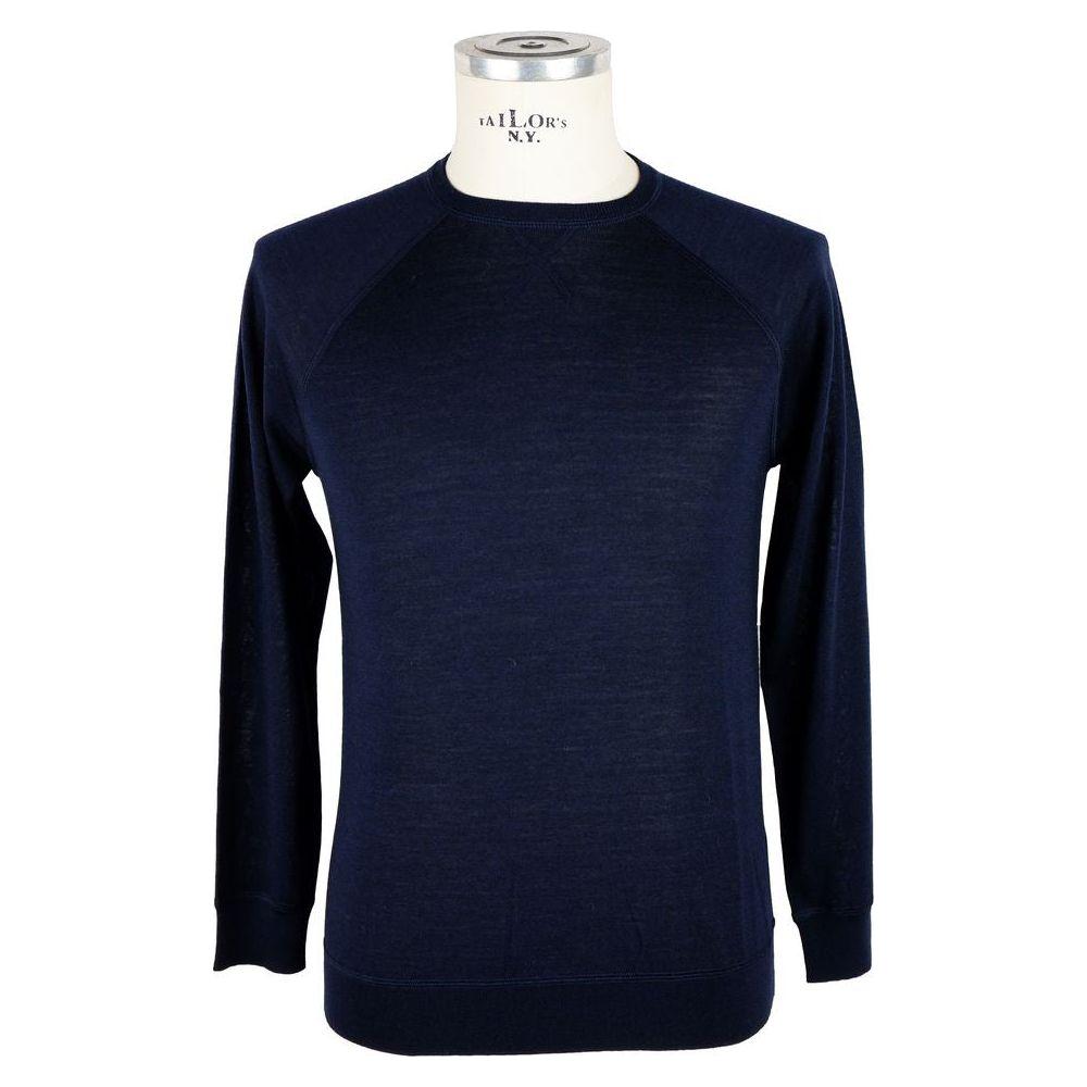 Emilio Romanelli Elegant Blue Cashmere Blend Crewneck Sweater Emilio Romanelli