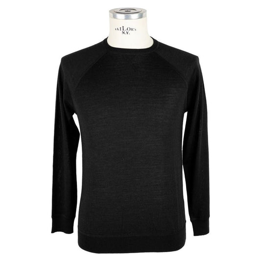 Emilio Romanelli Black Wool Men Sweater Emilio Romanelli