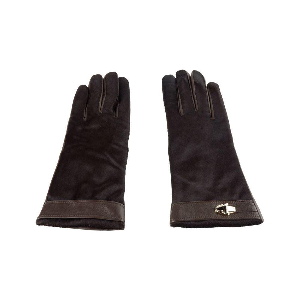 Cavalli Class Brown Lambskin Women Glove Cavalli Class