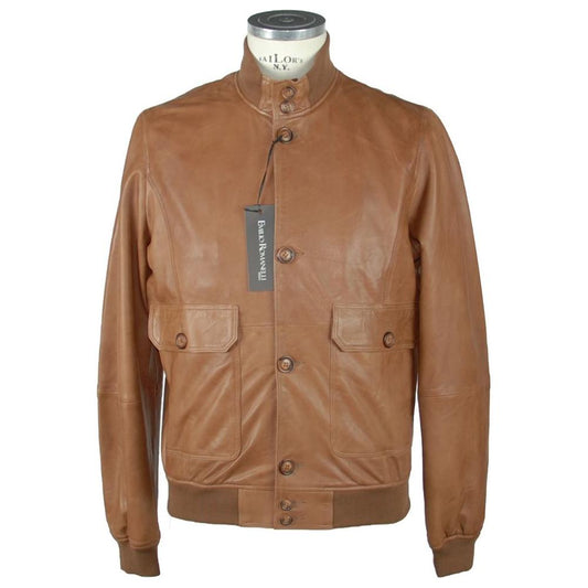 Emilio Romanelli Elegant Brown Leather Jacket for Men Emilio Romanelli