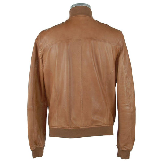 Emilio Romanelli Elegant Brown Leather Jacket for Men Emilio Romanelli