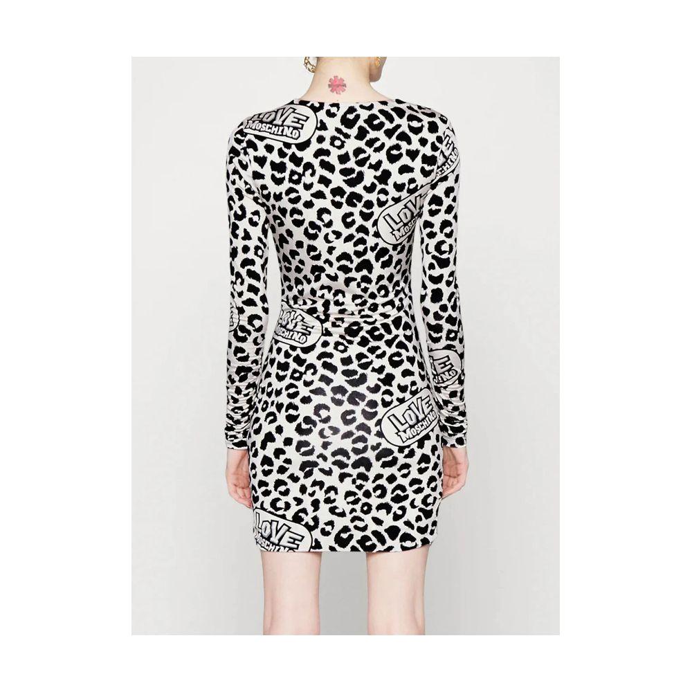 Love Moschino Chic Red Leopard V-Neck Ruffle Dress Love Moschino