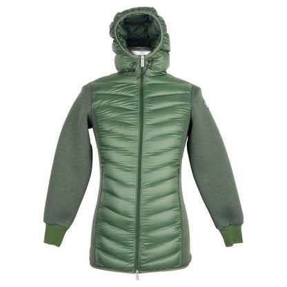 Centogrammi Elegant Hooded Long Down Jacket in Dark Green Centogrammi