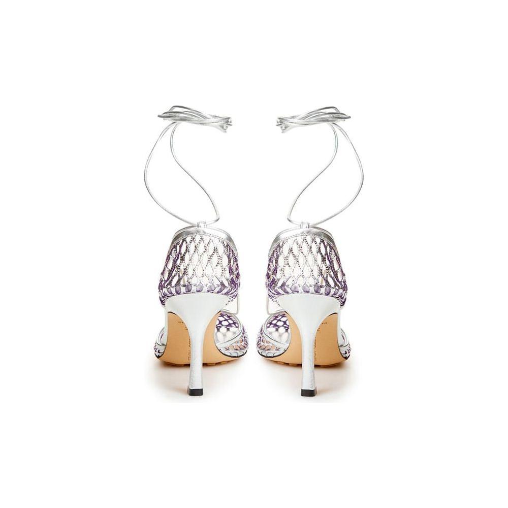 Bottega Veneta Silver Cotton Leather Sandals Bottega Veneta