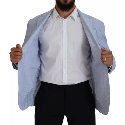 Dsquared² Blue Striped Single Breasted Formal Coat Blazer