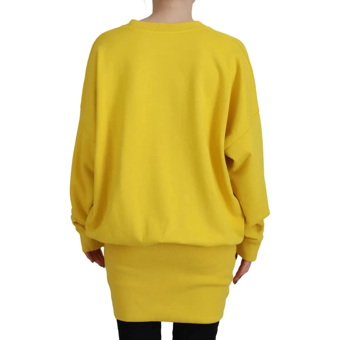 Dsquared² Yellow Logo Print Cotton Crewneck Pullover Sweater Dsquared²