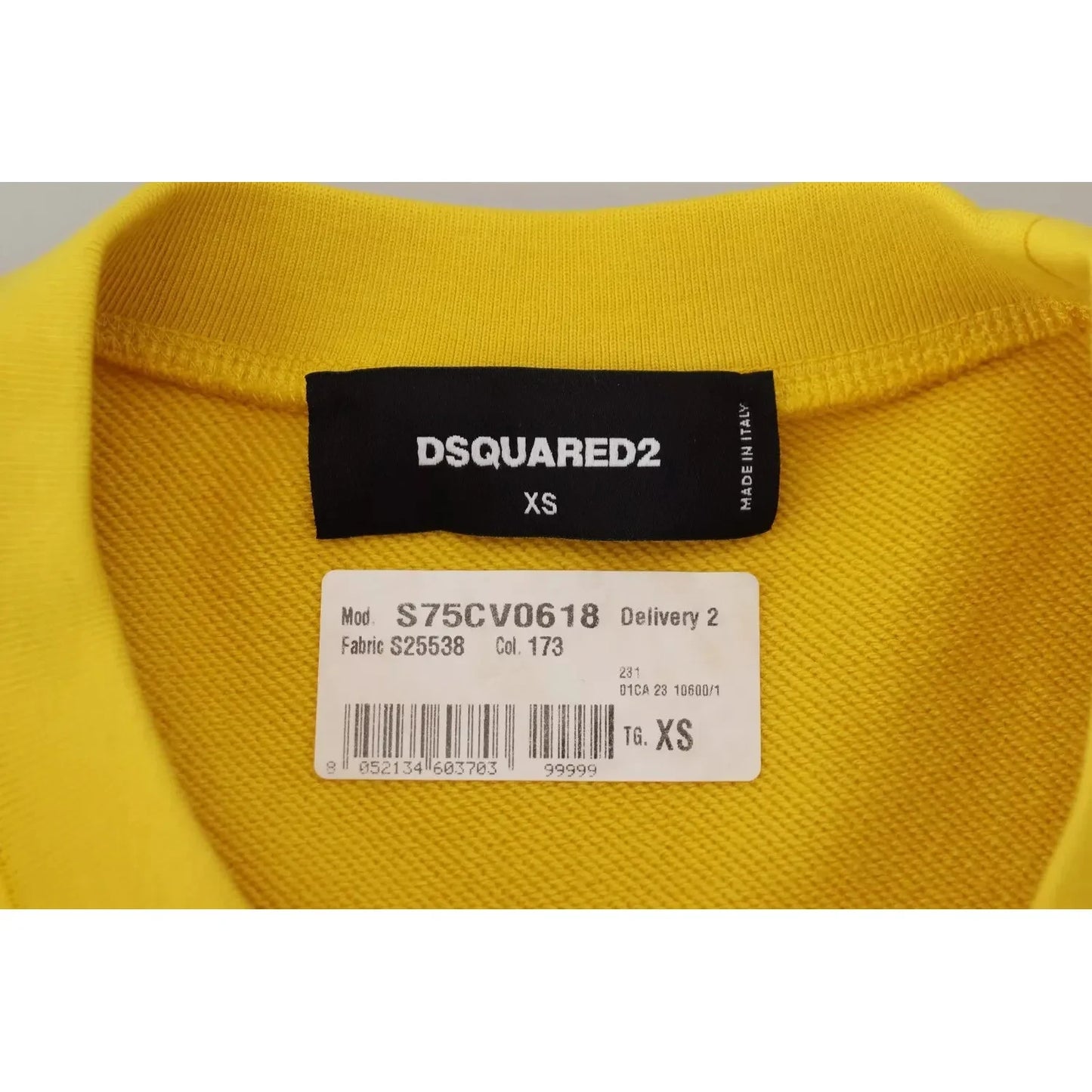 Dsquared² Yellow Logo Print Cotton Crewneck Pullover Sweater Dsquared²