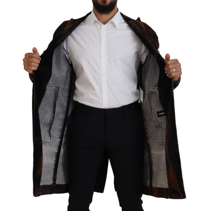 Dsquared² Brown Full Button Men Long Coat Cotton Jacket