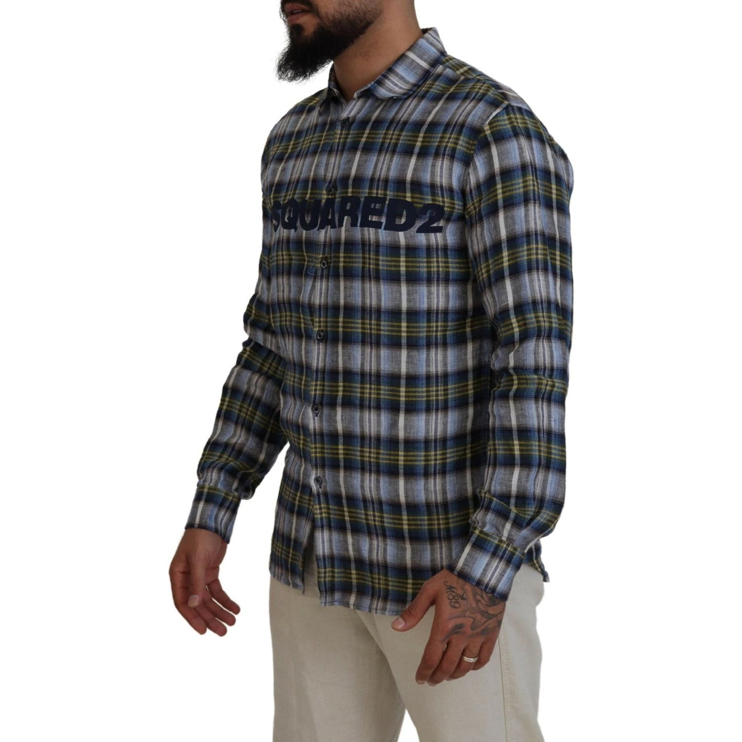 Dsquared² Multicolor Checkered Casual Men Long Sleeves Shirt Dsquared²